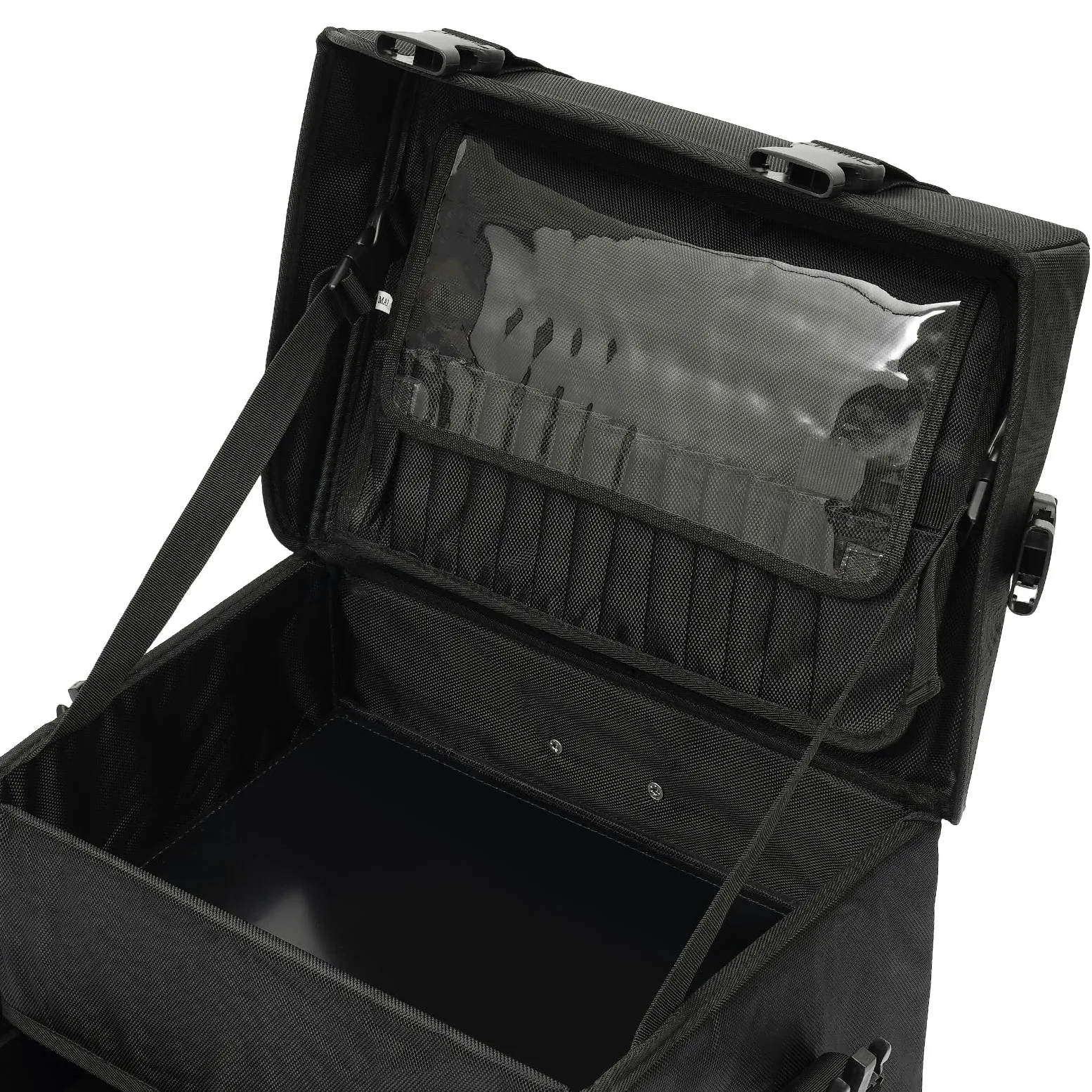 Maletín de maquillaje con 8 cajones y ruedas giratorias 360°, para viajes, esteticistas, peluquerías, Negro , Moda