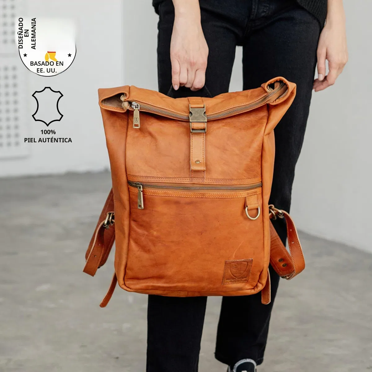 Berliner Bags Utrecht Mochila de Piel Auténtica con Compartimento para Portátil y Diseño para Ciclistas, para Hombre y Mujer