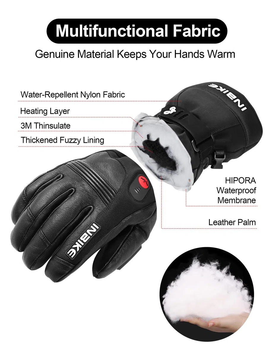 INBIKE Guantes Calefactables Moto Se Calientan En 30 Segundos con 3 Niveles De Calentamiento hasta 2-5 Horas 3M Thinsulate Membrana TPU Impermeable para Ski Running Ciclismo Senderismos