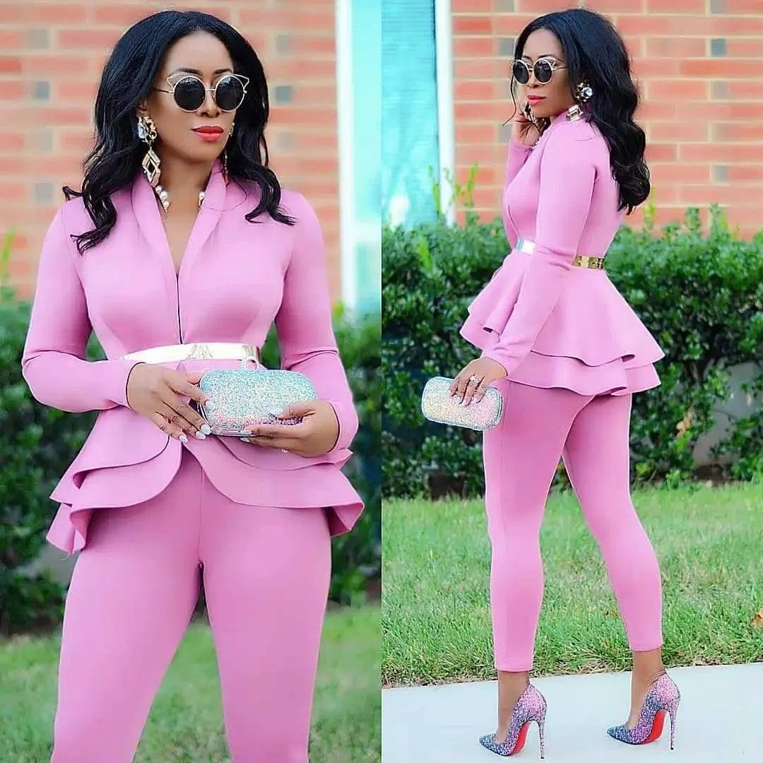 Conjunto de Oficina de 2 Piezas para Mujer: Chaqueta y Pantalón, Atuendo de Trabajo