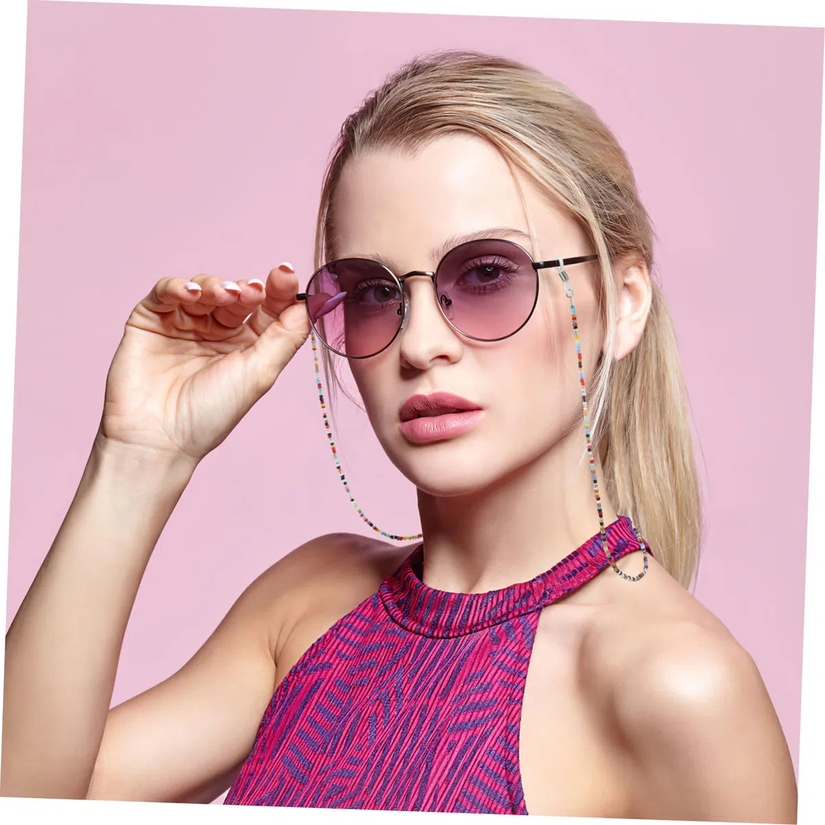 KOMBIUDA Correa para Gafas Cuentas de Plástico Hechas a Mano, 2 Piezas, Diseño Delicado y Antideslizante para Sujetar Gafas en Actividades Diarias