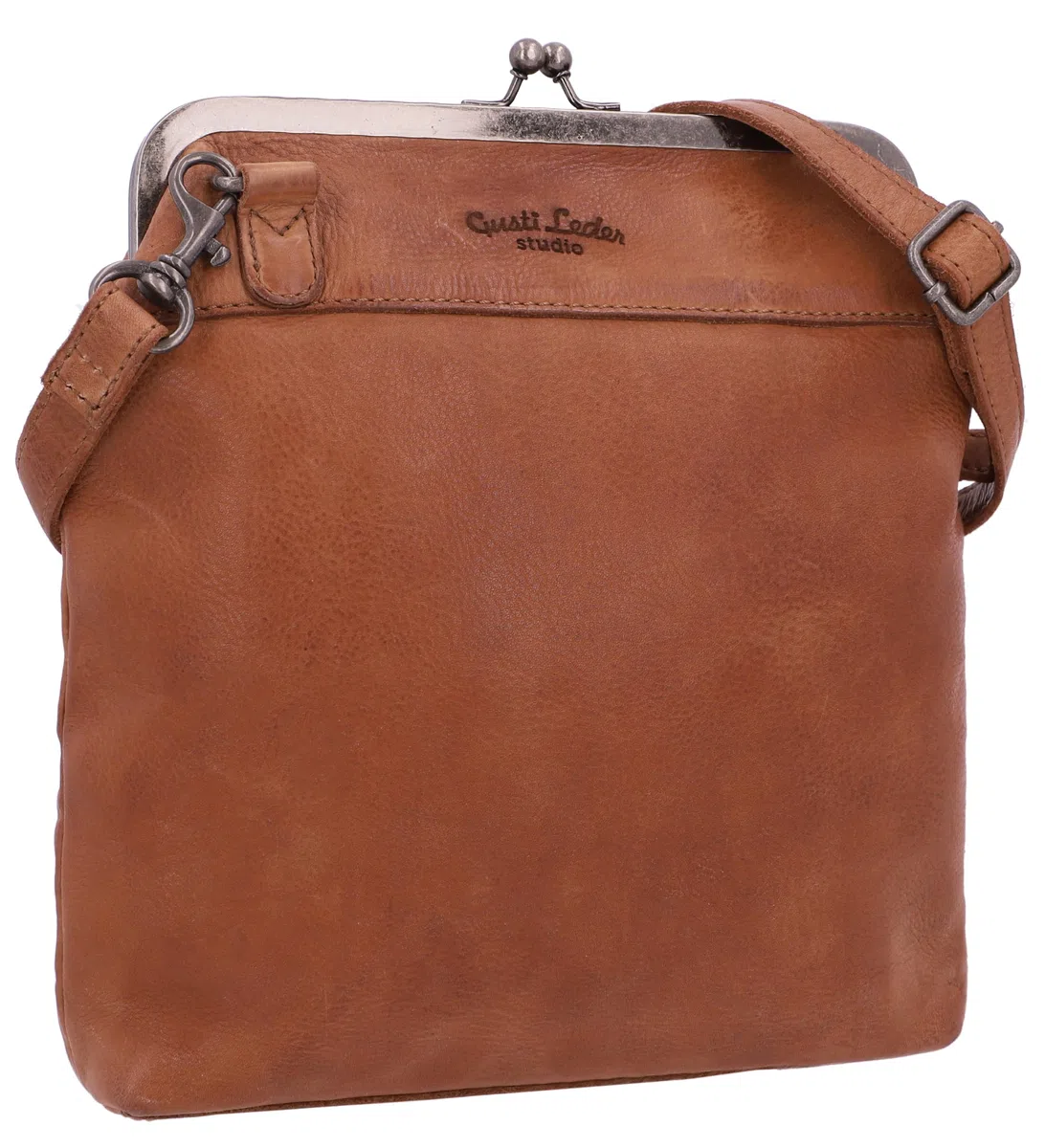 Gusti Leder Bolso de mano para mujer, tamaño mediano, piel auténtica, estilo vintage, color marrón, resistente a los arañazos, correa ajustable, para uso diario, viajes, ciudad, bolsos de mano de