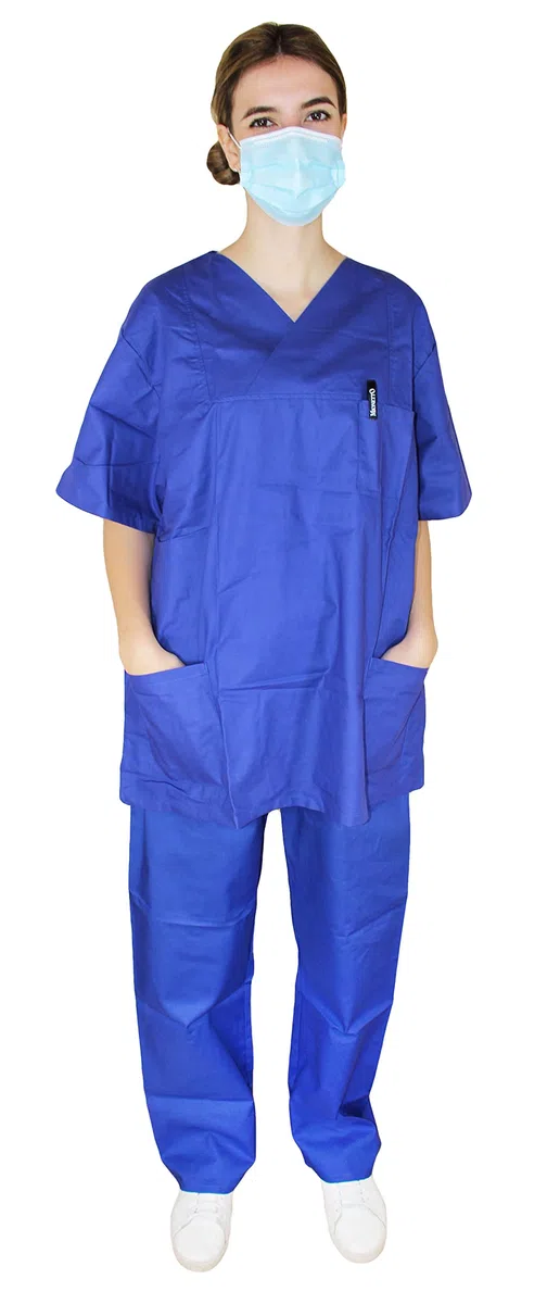 Casaca de OP + pantalón de uniforme médico, diferentes colores y tamaños (0 (X-small), color azul