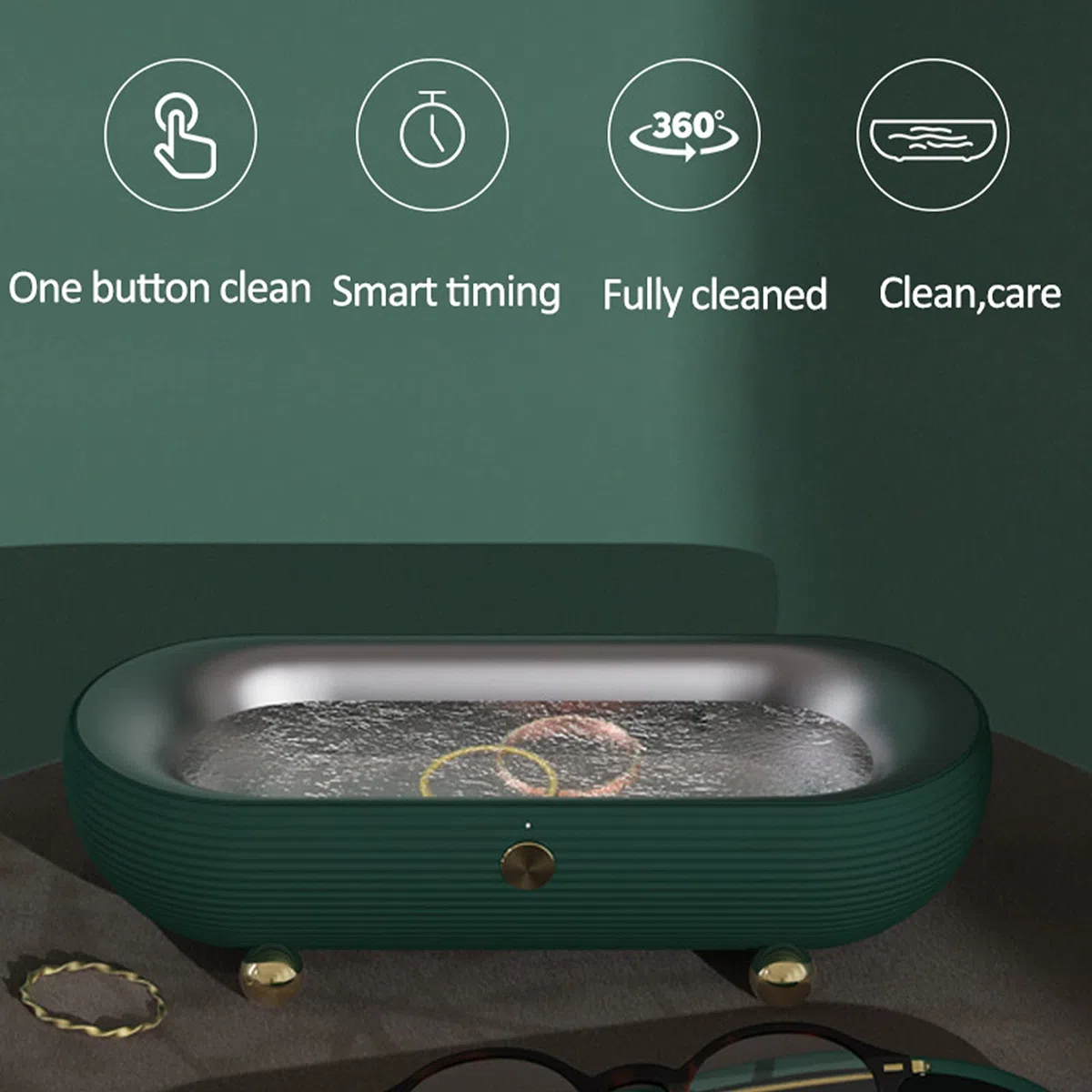 Limpiador Ultrasónico de 45 KHz, Máquina de Limpieza por Ultrasonido Portátil para Joyería, Maquinilla de Afeitar de Vidrio, Cuidado Personal, Dispositivo de Limpieza por Ultrasonido de 12 V
