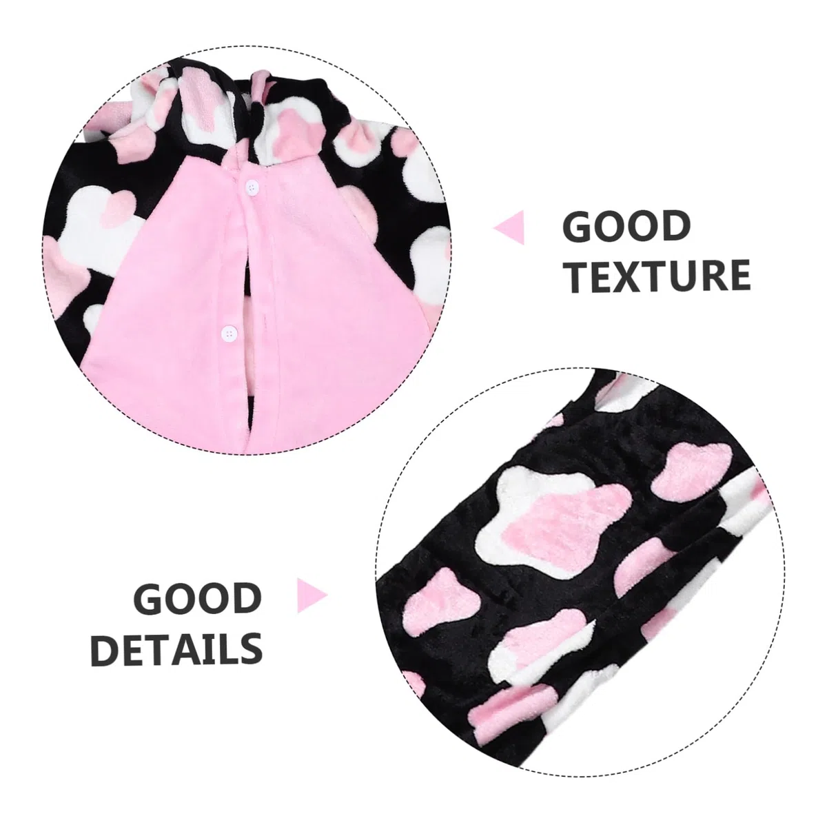 Healeved Pijama Entero Unisex Estampado de Vaca y Flores Rosadas Mono Animal para Carnaval y Disfraz Ropa de Dormir Gruesa y Cálida para Hombre y Mujer XL