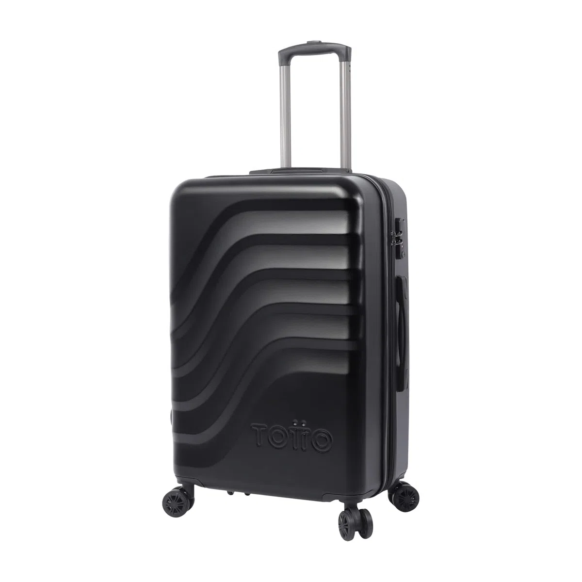 TOTTO - Maleta Rígida Mediana, Modelo Bazy+, 43.5 x 69 x 26 cm, Capacidad 64 L, Expandible, Alta Resistencia a Impactos, Ruedas 360º, Manija Telescópica, Correas Internas, Candado TSA, Color Negro