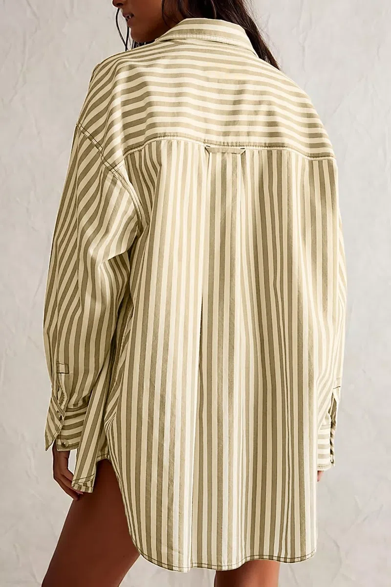 CHYRII Blusa informal de manga larga con botones para mujer