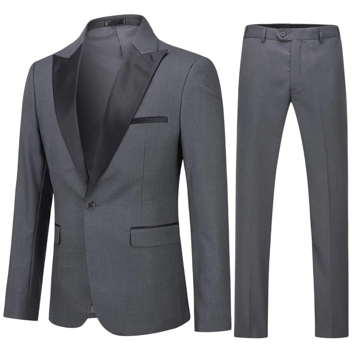 YOUTHUP Trajes de 2 piezas para hombre, ajuste delgado, solapa de pico, 1 botón, blazer y pantalones, traje de esmoquin de noche a la moda