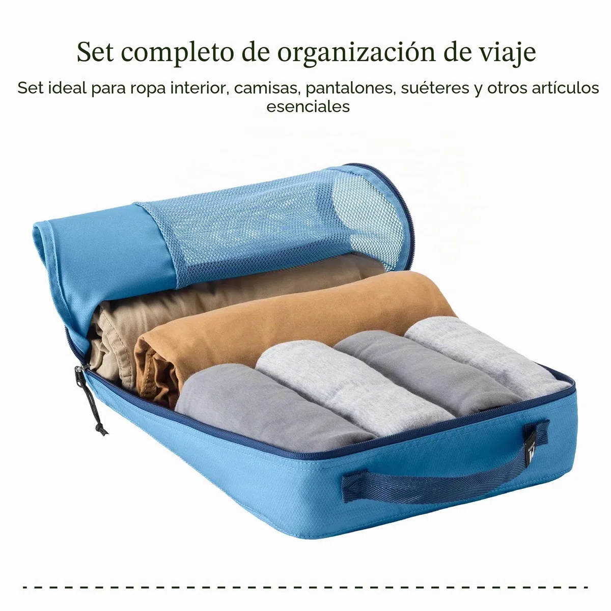 Eagle Creek Pack-It - Juego de cubos de embalaje para compartimentar el equipaje, duradero, ultraligero, resistente al agua, cierre de cremallera de fácil agarre, ventanas de malla, azul, talla única