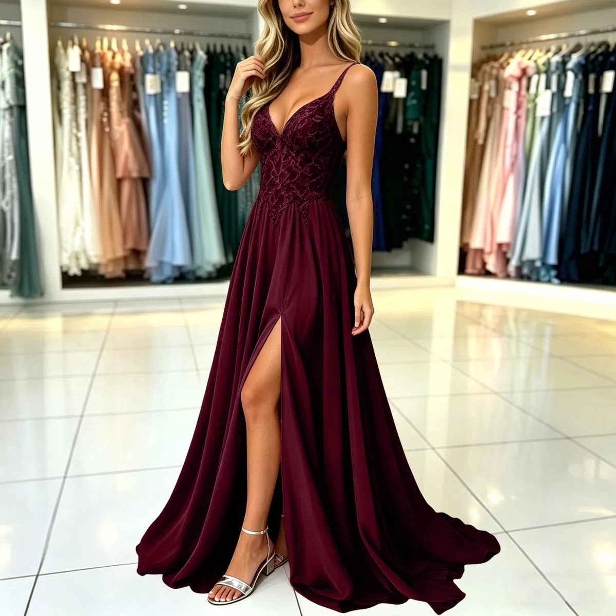 Vestidos Boda Invitada Largo Vestido De Graduación Cuello En V a Mujeres Halter De Gasa Formales Mangas Tipo Ligero Vestidos para Ceremonia Formal Boda Cóctel Noche