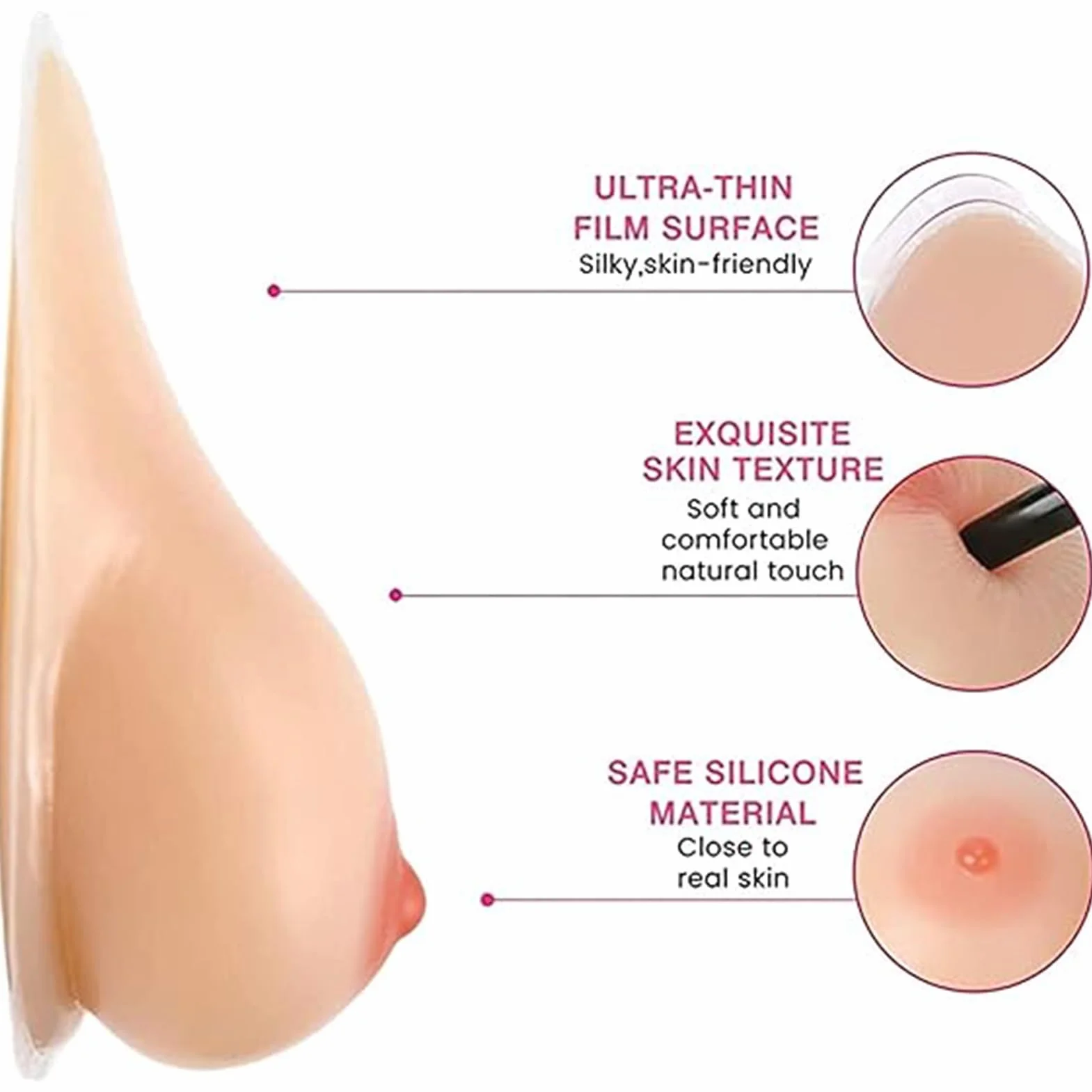 Copas de B-EE Autoadhesivas, Formas de Senos de Silicona, prótesis de mastectomía, Pechos Falsos, travesti, transgénero, Cosplay, Sujetador potenciador, Inserciones,Nude,EE|Cup (1600g/Pair)