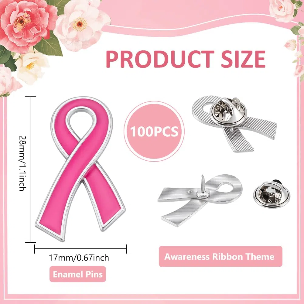100 broches cinta rosa, broche de conciencia sobre el cáncer de mama, broche de esperanza para sobrevivientes, evento de caridad, recaudación de fondos, decoración para ropa