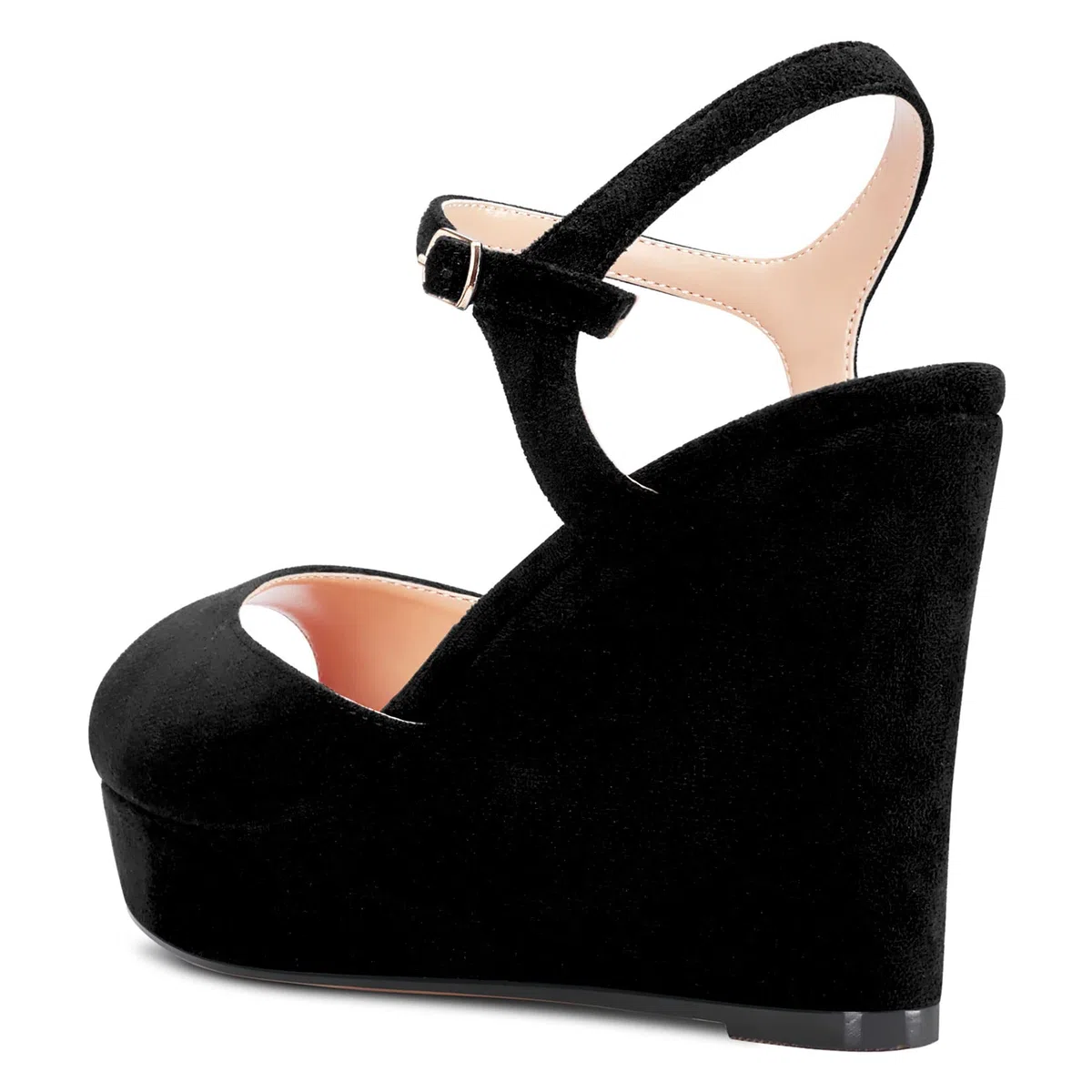 Castamere Mujer Chunky Ancho Alto High cuña esparto Plataforma Heel Abierta Punta Correa Tobillo Sandalias Slingback Cierre con Hebilla Clásico 10 CM Heels