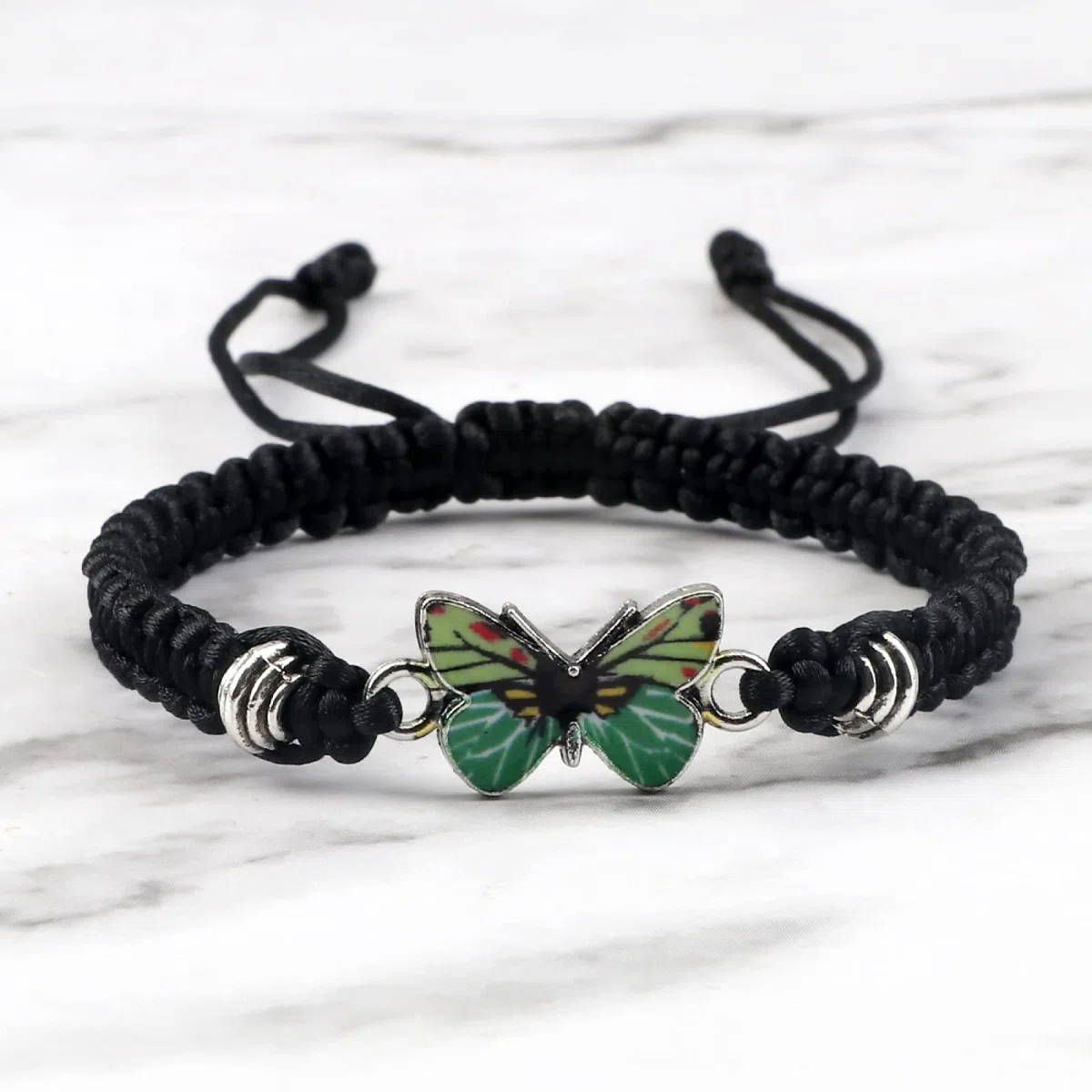 WZGWDC Pulseras con Colgante de Mariposa Trenzadas Hechas a Mano, Brazalete para Mujer, Pareja, Pulsera, niña, joyería de Mano, Regalo, Verde Claro-Verde