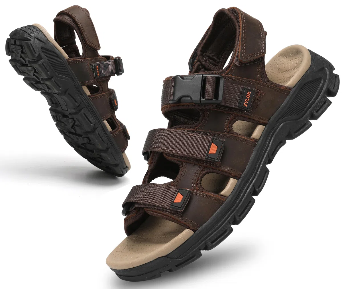 Sandalias Trekking Hombres Deportivas Verano Exterior Senderismo Zapatos con Punta Abierta Cuero Sandalias de Playa