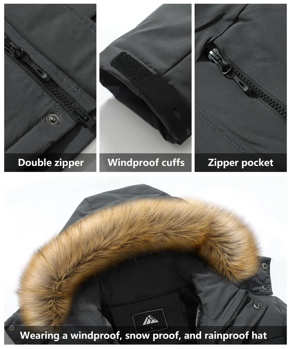 Abrigo de invierno para hombre, impermeable, cálido, para esquí, nieve, parka con capucha, ropa de trabajo, chaqueta de snowboard