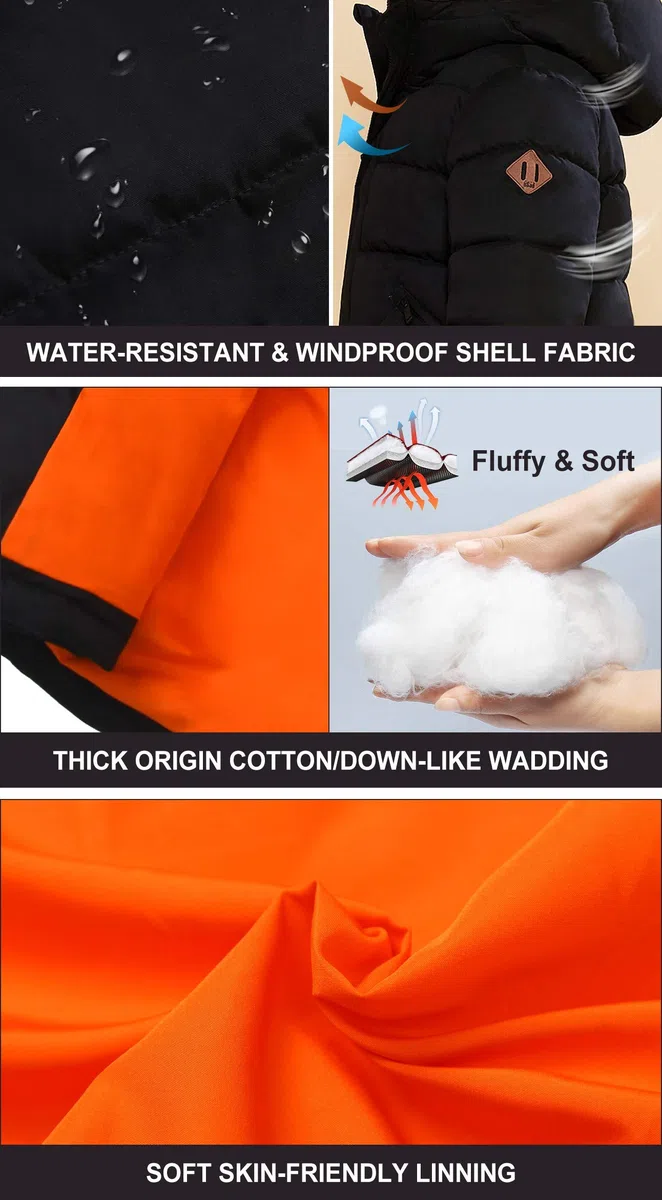 SOLOCOTE Niños Invierno Pesado Resistente al Agua Abrigo Niños Puffy Parka Gruesa Forro Suave con Capucha Outwear