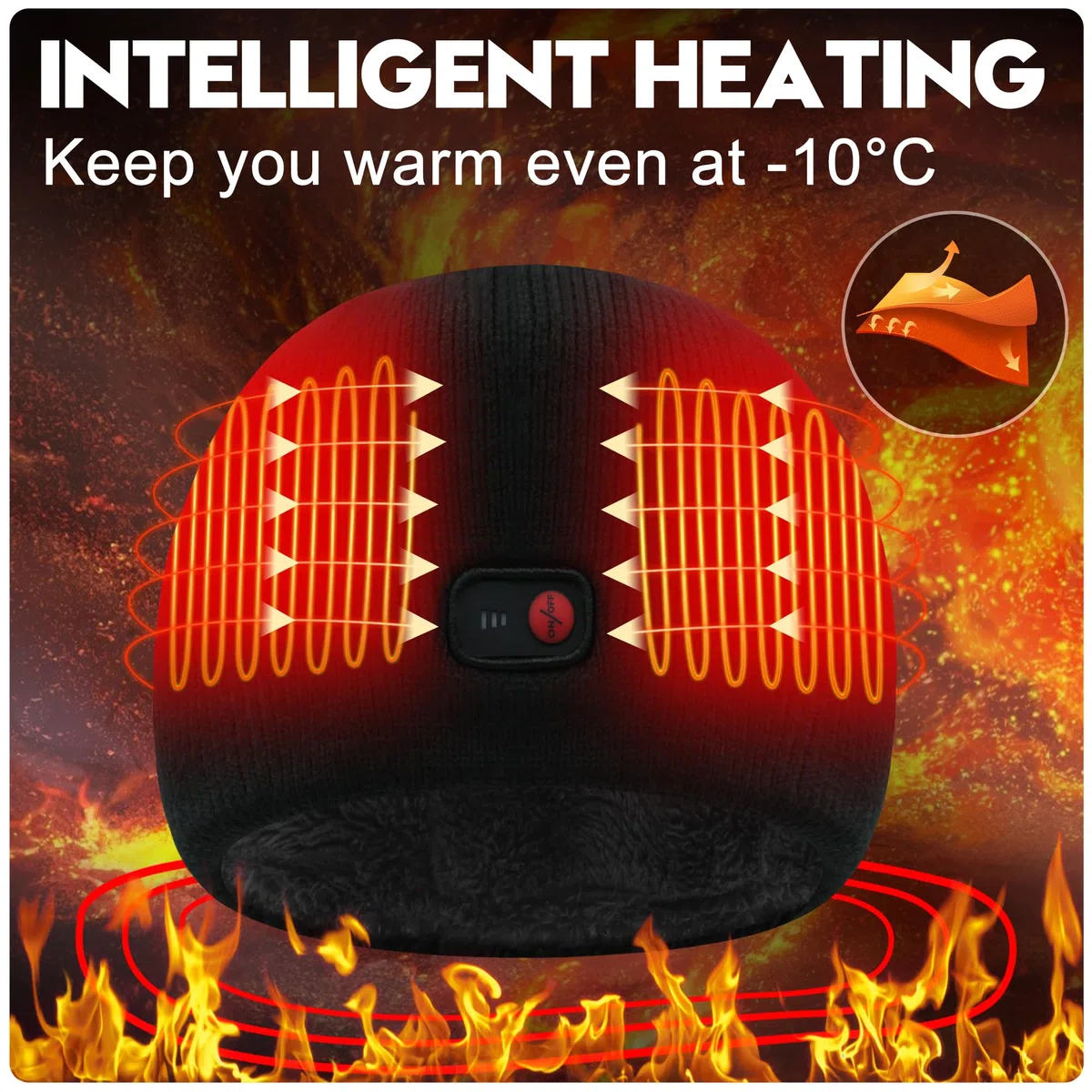 Svpro Gorro térmico con batería recargable de 7,4 V de iones de litio que dura hasta 3-7 horas., Rayas de aguja negras, L