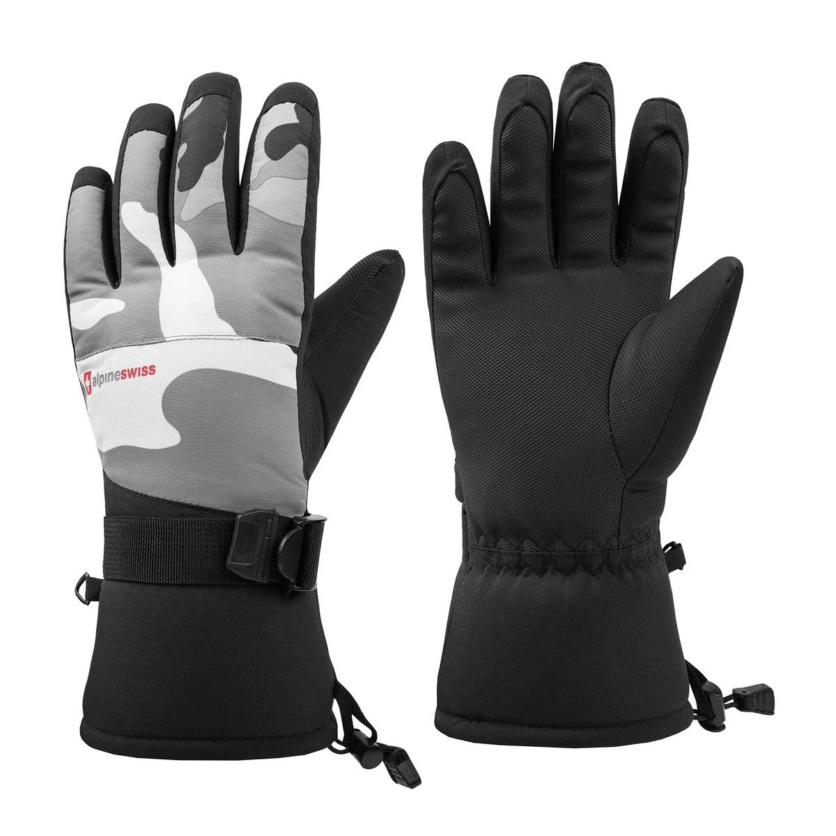 alpine swiss Guantes de esquí Impermeables para Hombre Guantes de esquí Deporte de Invierno Snowboard A Prueba de Viento Cálido 3M Thinsulate