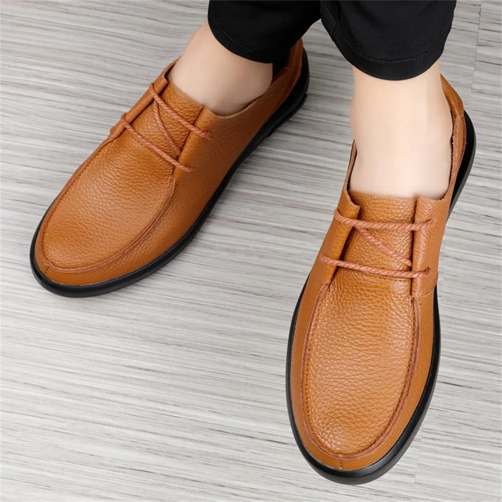 Zapatos de vestir para hombre, mocasines de piel auténtica, cómodos, informales, de negocios, zapatos planos, Brown, 39 1/3 EU