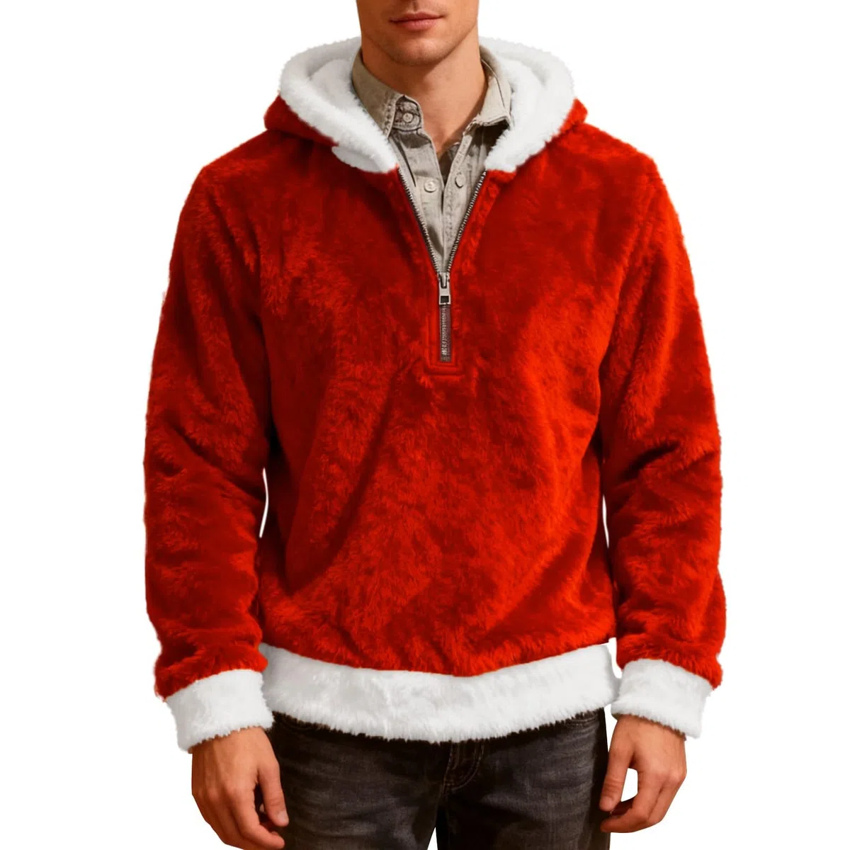 Sudadera Laboral Unisex con Capucha, De Forro Doble Faz, Cremallera, Cómoda, Informal Y Estilo. Chaqueta Verano Hombre (Red, M) Protección Solar Camisa Manga Larga Kit Pesca Ropa Anti