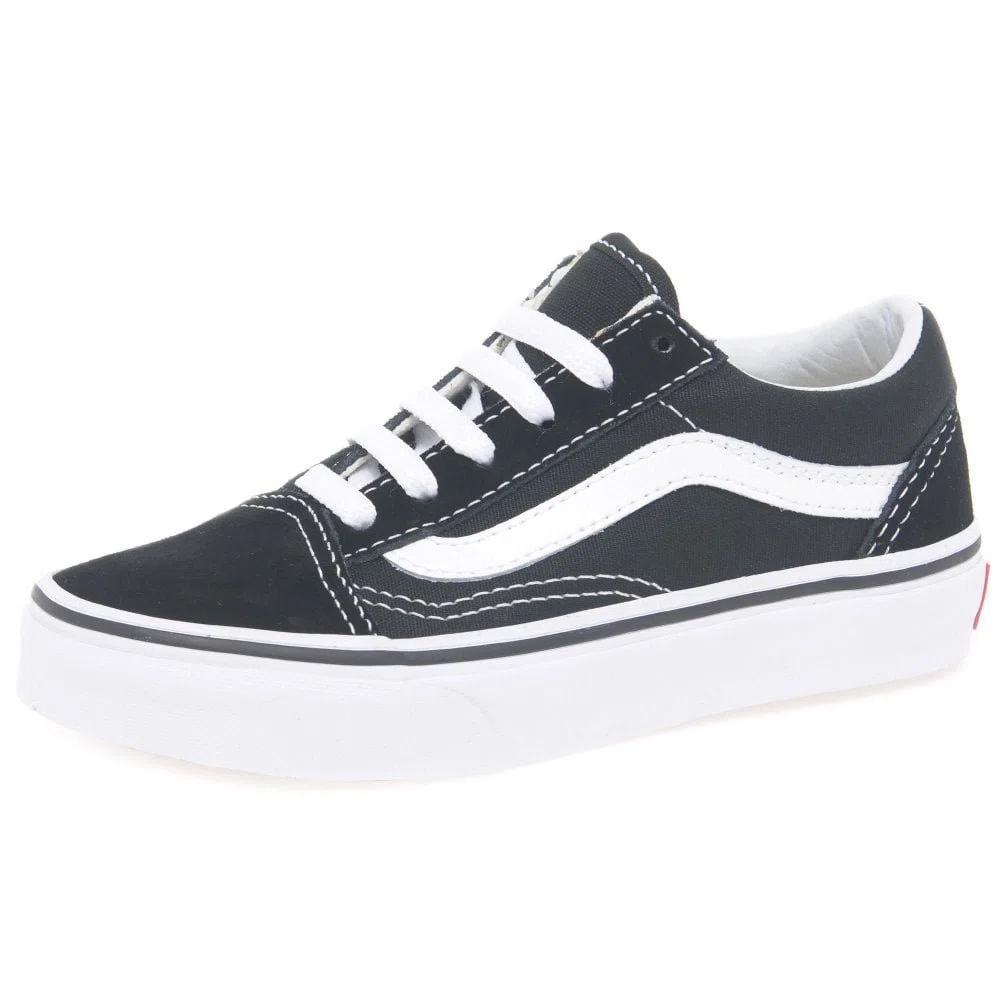Vans Viejo Skool Niños Jóvenes Encaje Lienzo Zapatos 33 EU Black Suede/White