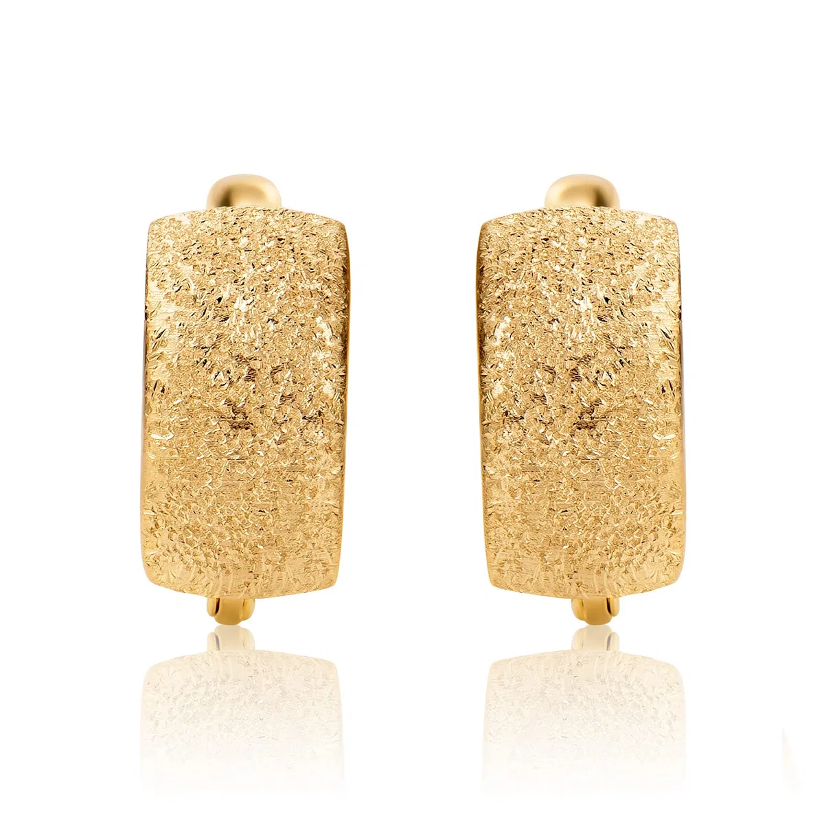 PRINS JEWELS Pendientes de aro de oro amarillo mate de 14 quilates 585 – EP7-01-1