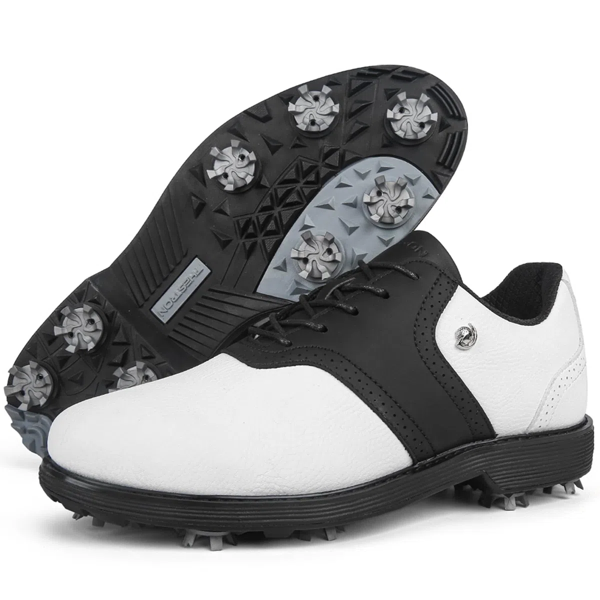 Zapatos de Golf para Hombre con Piel con Clavos, Zapatillas Deportivas Impermeables para Golf, Antideslizantes, Ligeras, cómodas para Exteriores, para Entrenar Golf