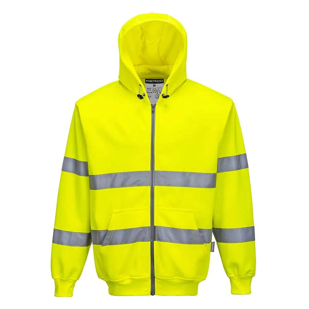 Portwest Sudadera De Alta Visibilidad Con Capucha Y Cremallera Frontal, Tamaño: M, Color: Amarillo, B305YERM