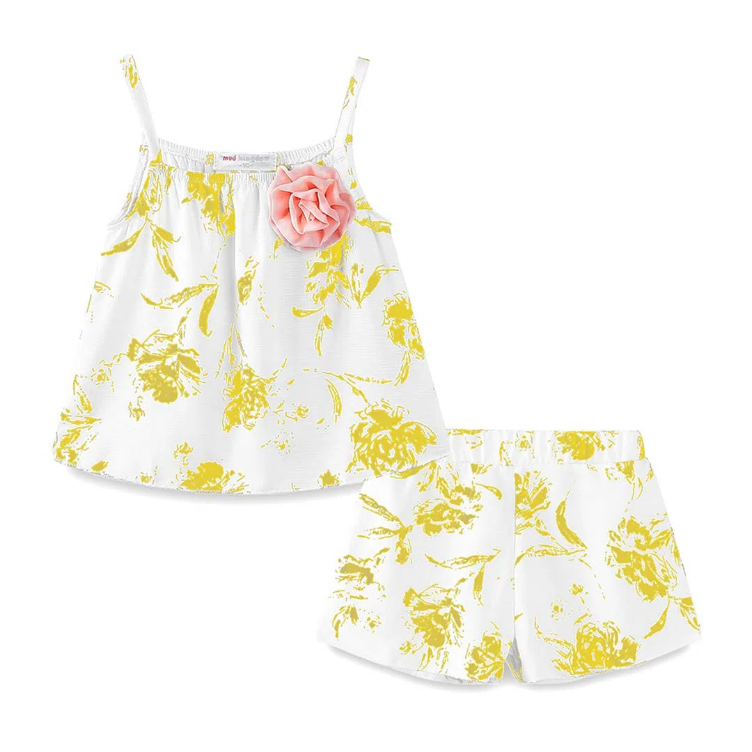 Conjunto casual de camiseta y pantalones cortos de algodón para niñas, conjunto de 2 piezas con estampado floral de verano rosa 7t, rosa, 7T, Rosa, 7T