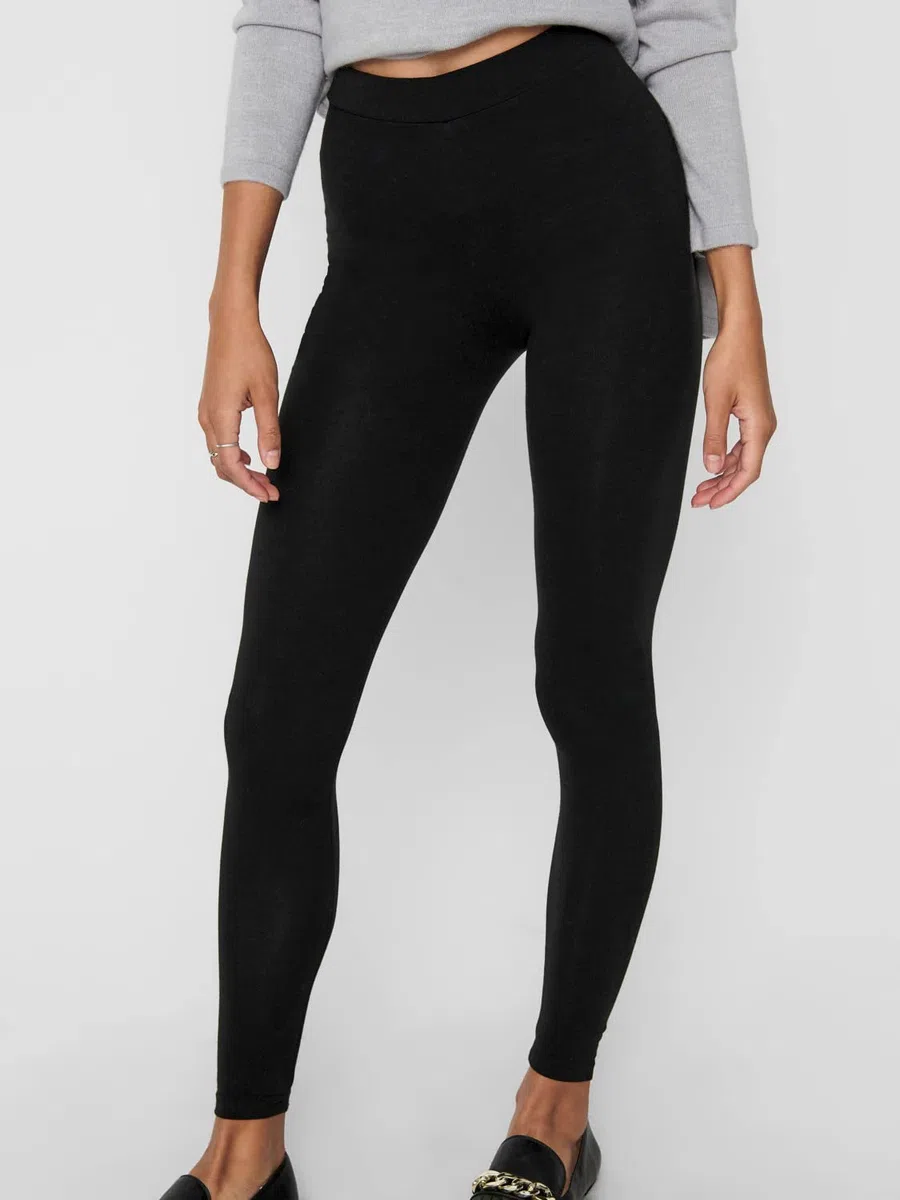 ONLY Paquete de 3 Leggings Negros Mujer - Opacos - para Salir a divertirse, Practicar Deporte, Hacer Yoga o IR al Gimnasio - 95% de algodón 15209151