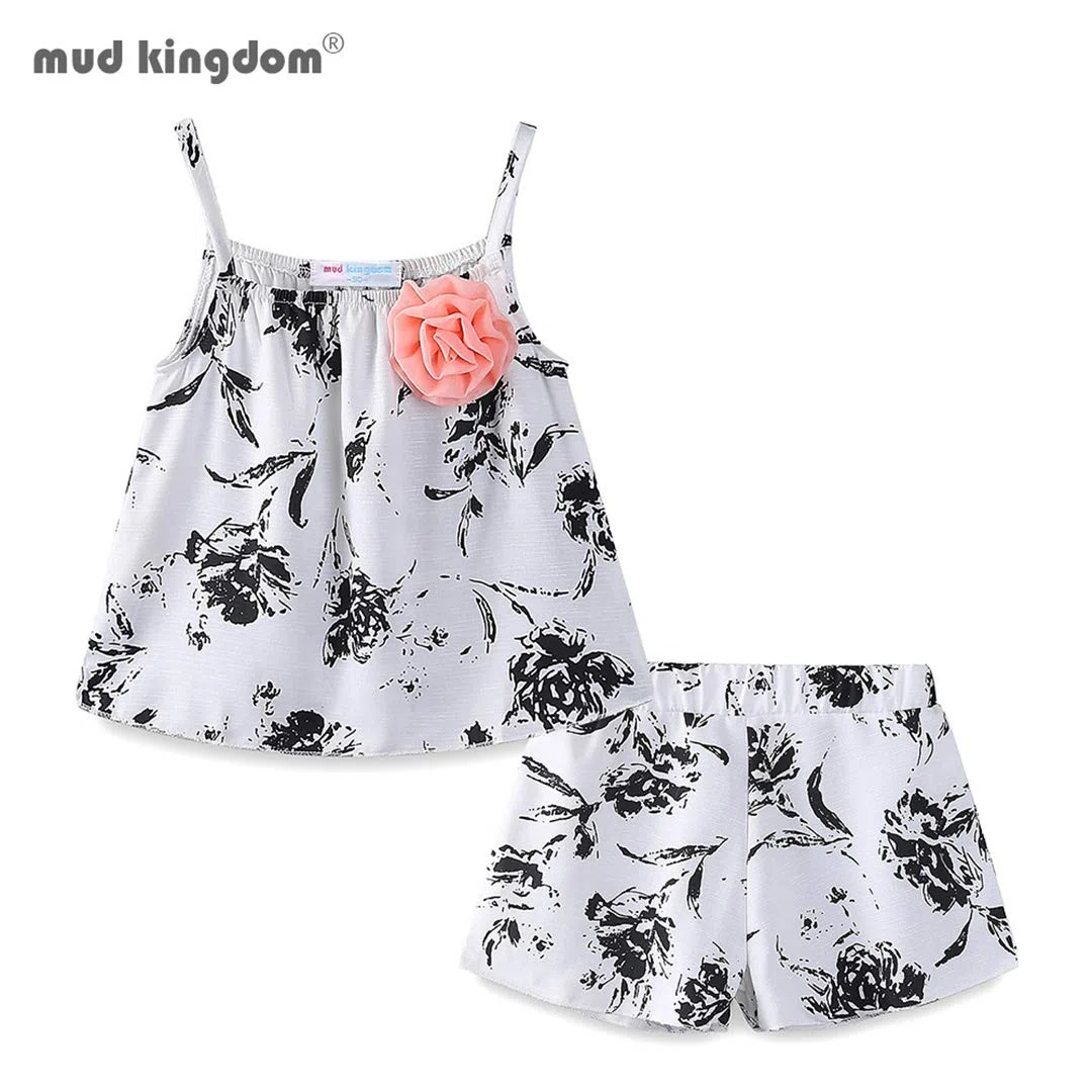 Conjunto casual de camiseta y pantalones cortos de algodón para niñas, conjunto de 2 piezas con estampado floral de verano rosa 7t, rosa, 7T, Rosa, 7T