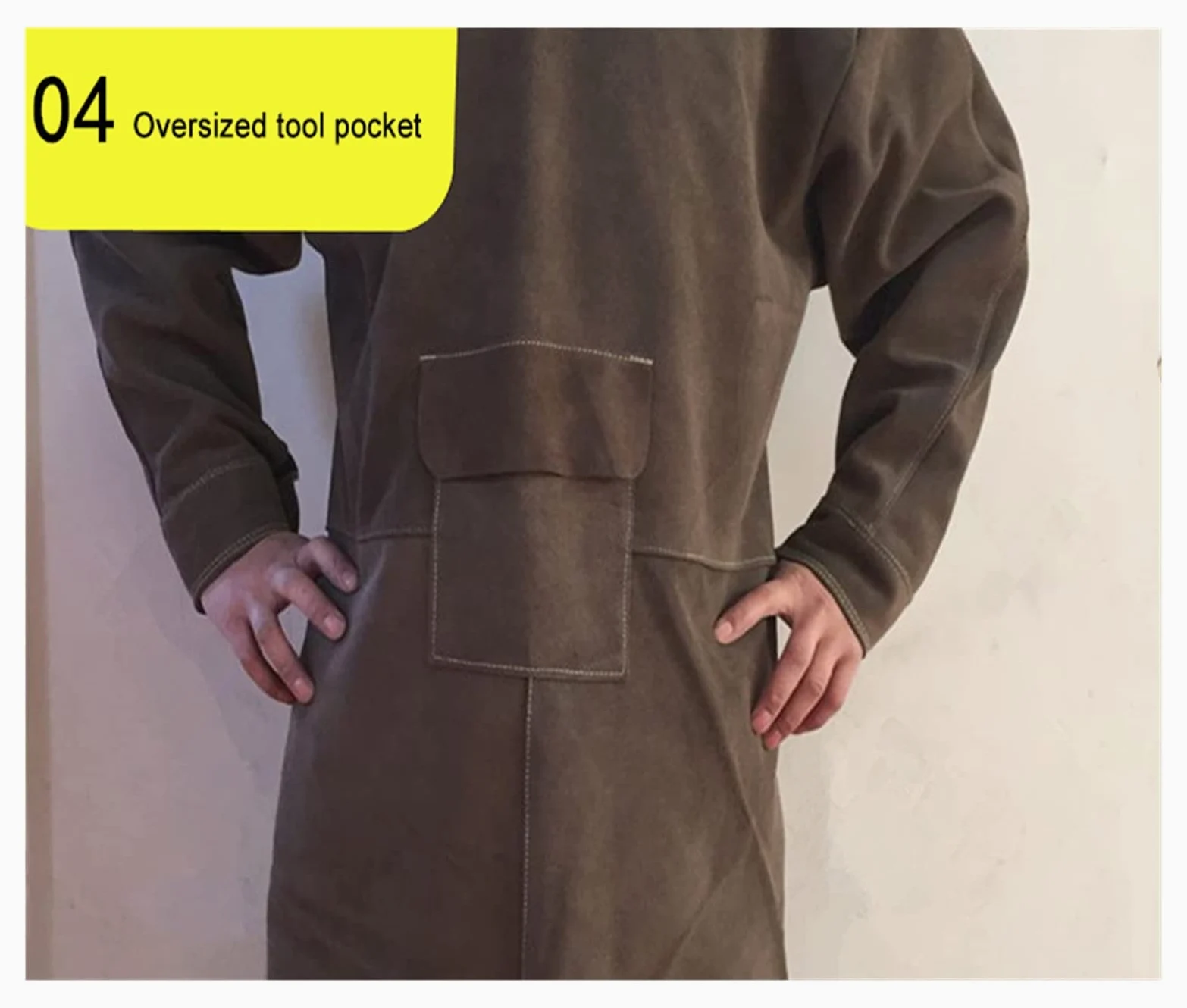 Soldador de cuero ropa soldadura llamadas soldador retardante en general siam del delantal traje protección metal líquido(Yellow stand collar,L)