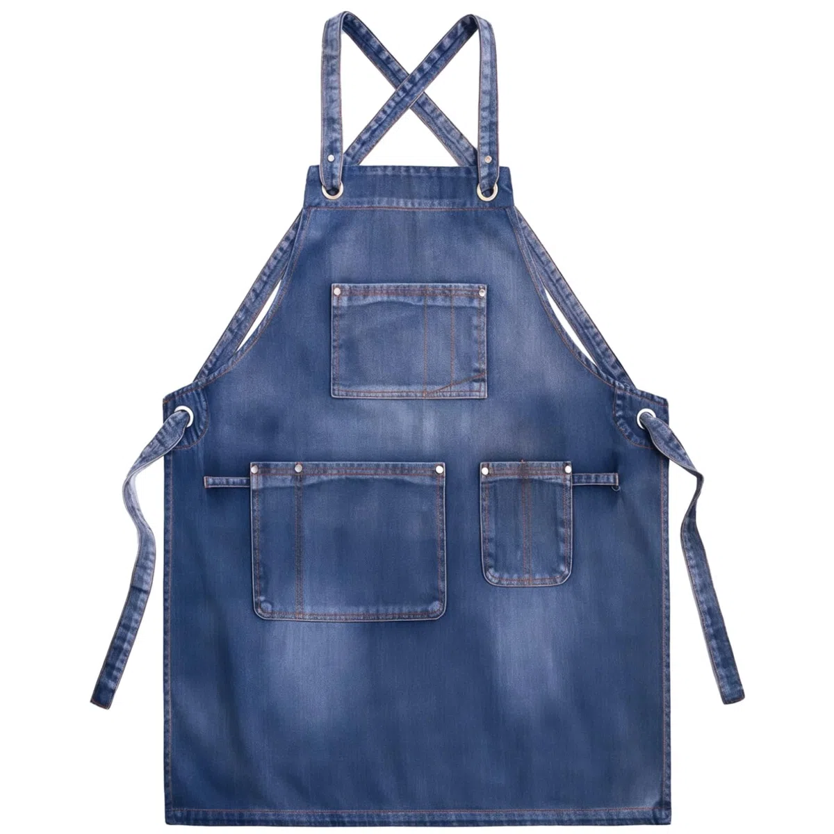 Delantal de peluquería, estilo vaquero con correas cruzadas ajustables, delantales de mezclilla para mujeres y hombres, correa de cintura ajustable, ideal para cocinas, salones y restaurantes
