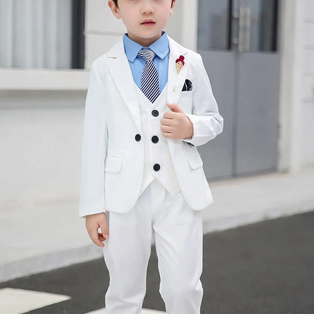 Traje de Boda para 2-12 Años Niños Trajes de Ajustado Traje Formal a Cuadros Trajes de Ceremonia para Niños Graduación Traje Chicos Conjunto de Traje Elegante para Bautizo Comunión Traje de Esmoquin