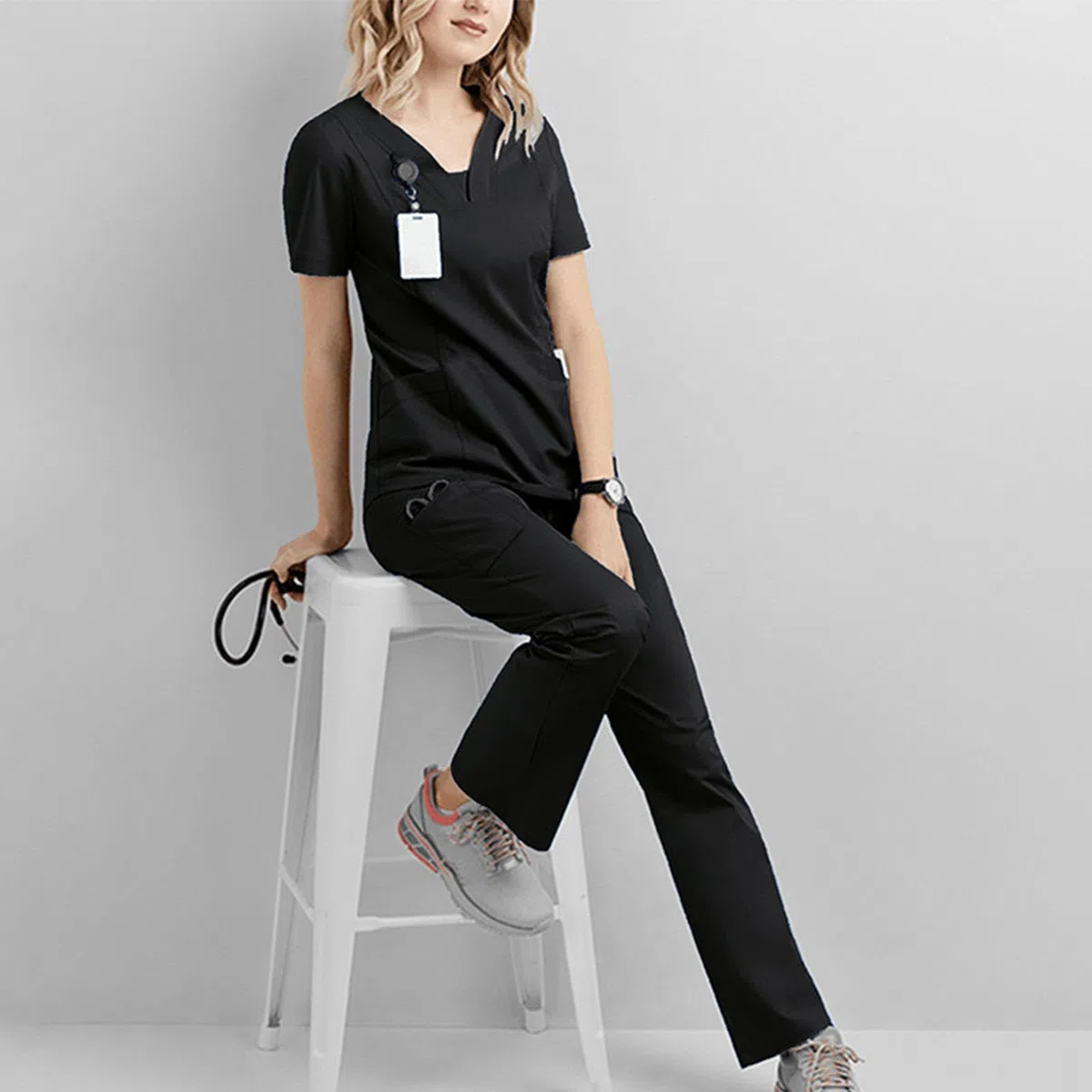 Conjunto de 2 Piezas de Uniforme de Enfermera de Hospital para Mujer, Pantalón. Uniforme de Enfermera para Mujer para Salón de Belleza.