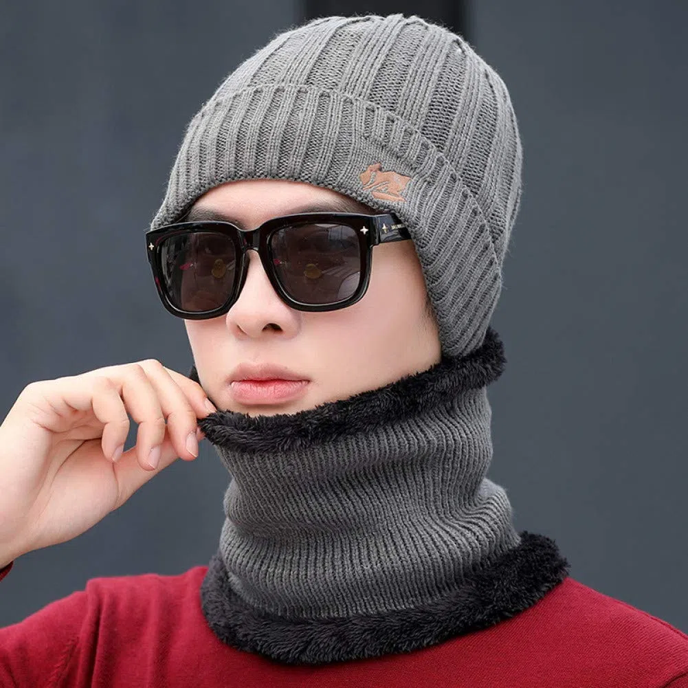 Sombrero De Punto Sombrero Hombre Invierno Frío Algodón Sombrero Más Terciopelo Algodón Sombrero Juvenil Punto Grueso Sombrero Invierno Protección Auditiva Sombrero Hombres