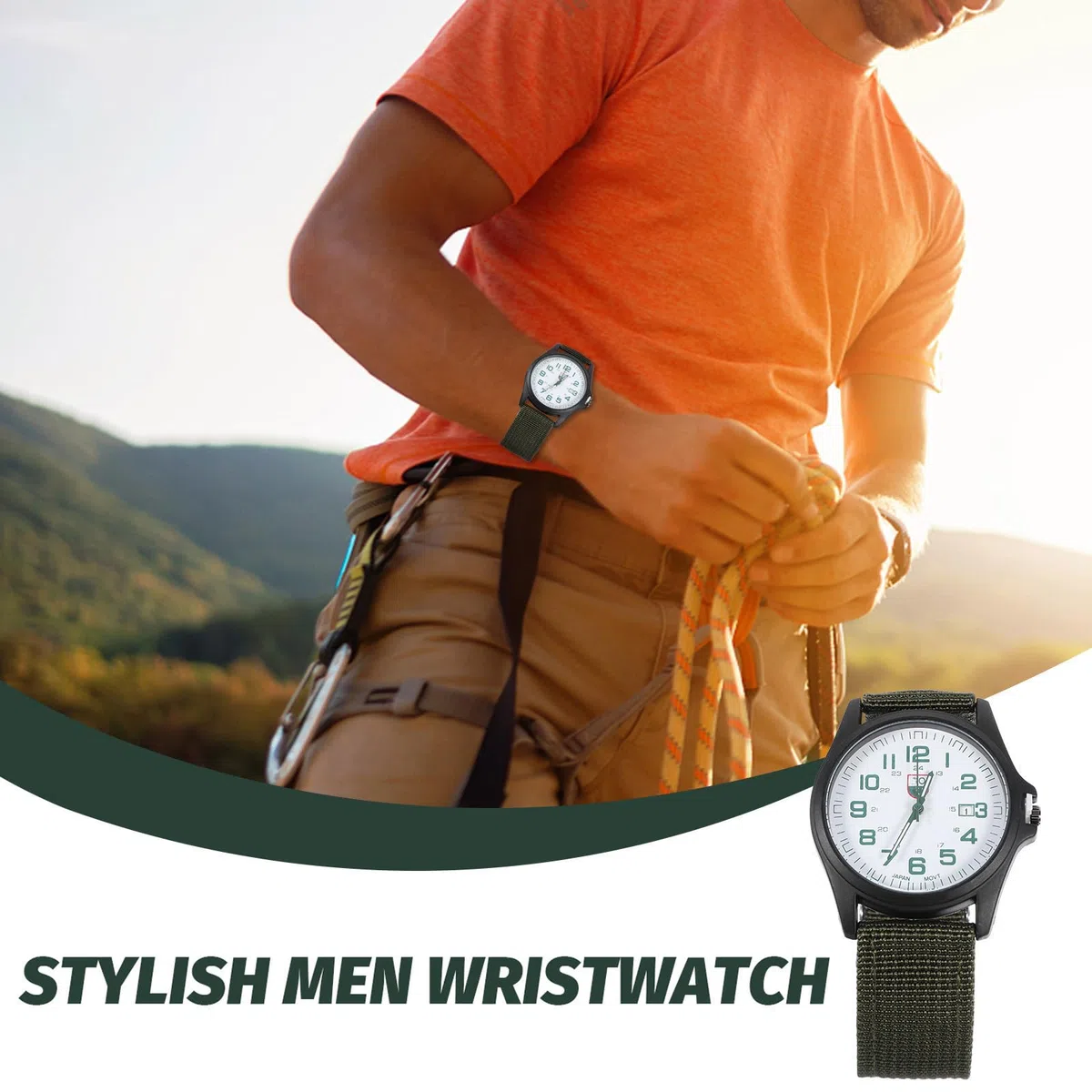 Alipis Reloj de Pulsera de Cuarzo para Hombre, Estilo Militar Verde