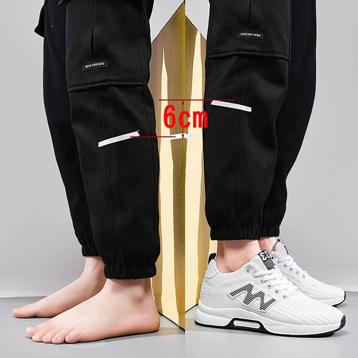 Generisch Par de zapatos de hombre con elevación, zapatillas casuales de malla, zapatillas deportivas ligeras y transpirables con cordones con tacón de elevación oculto para hombres, cm