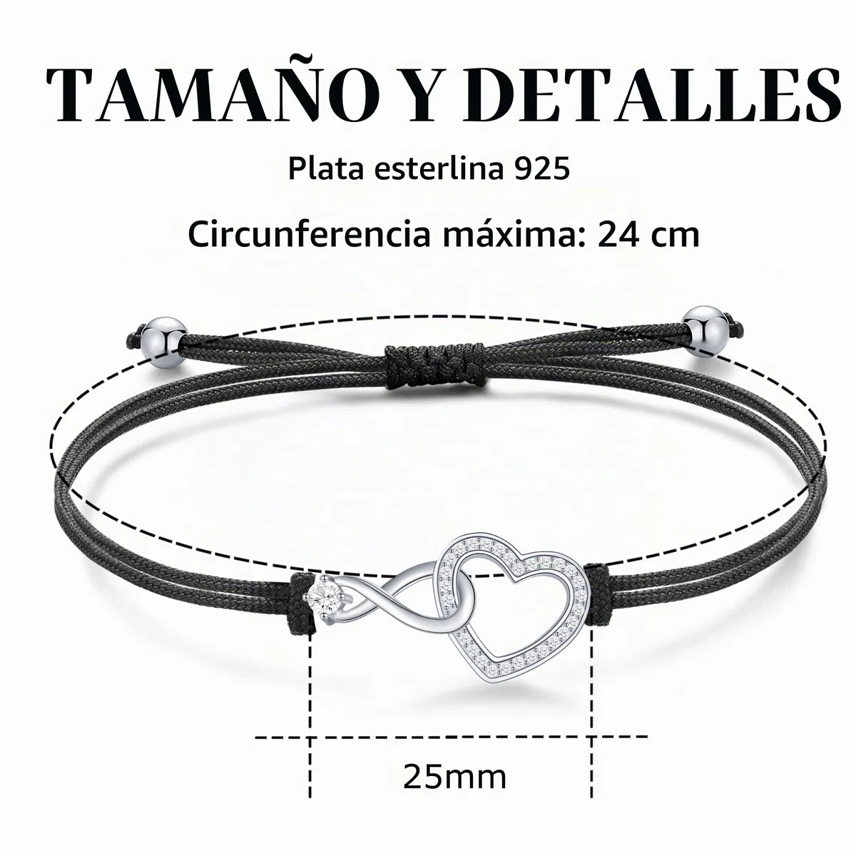 Jrêveinfini Infinito Pulsera Mujer Niña Plata de Ley 925, Regalo Navidad Cumpleaños Mujer Niña Mama con Caja de Regalo, Ajustable 16+3cm