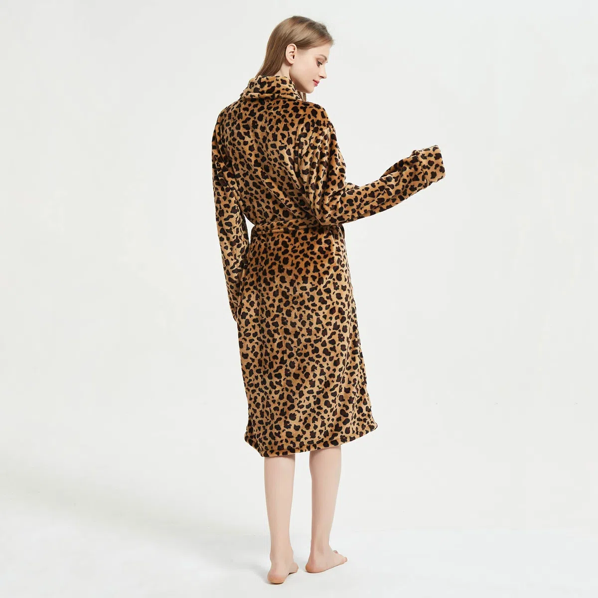 DREAMLANDING Albornoz estampado para mujer, 100 % franela, pijama, camisón para mujer