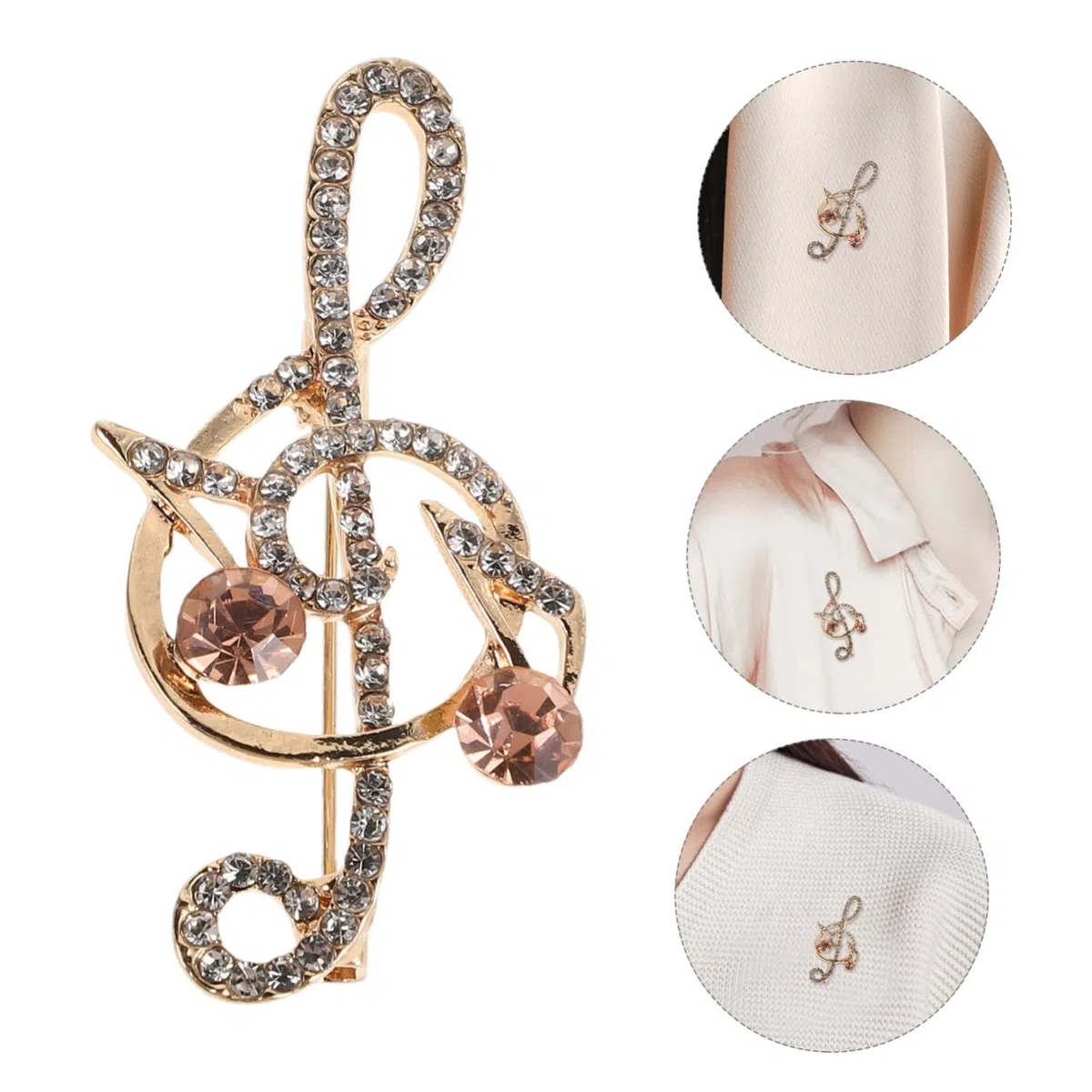 Broches con Forma Musical, Accesorios para Festivales, Ropa de Metal, Decorativos, con Forma de Nota Musical y Diamante.