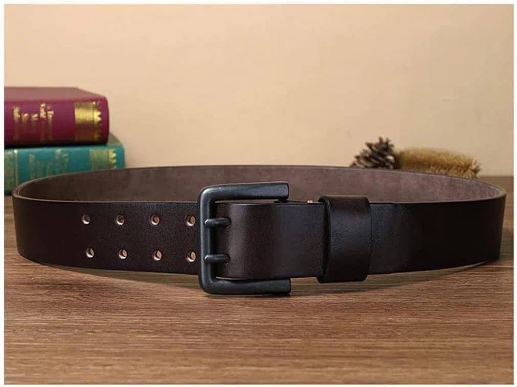 HSHTTKL Cinturón de Piel de Vaca con Hebilla de aleación de púas, Cinturones para Regalo, Pantalones de Golf para Hombre, Camisas, Cinturones de Vestir Casuales