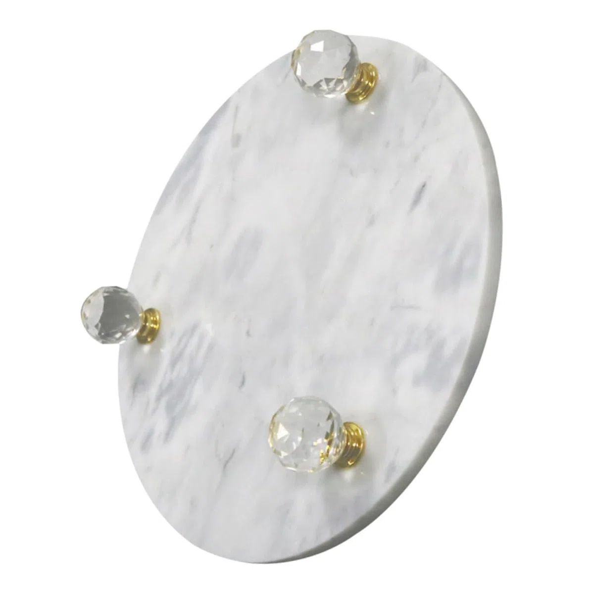 KOMBIUDA Bandeja Multifuncional de Mármol Natural Redonda Soporte para Joyas Frutero Decorativo para Baño y Mesa Bandeja de Almacenamiento Estilo Nórdico Adecuado para Aperitivos y