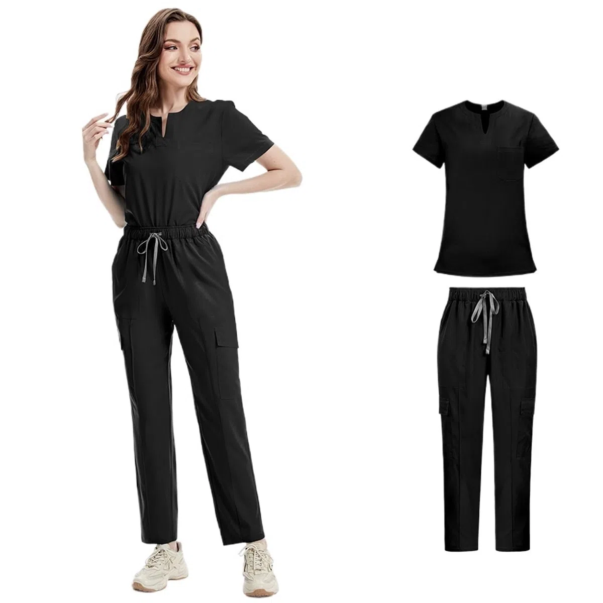 Uniformes médicos Bata Uniforme Mujer artículos de enfermería Accesorios Enfermeras clínica Traje médico salón Belleza SPA para AtencióN MéDica, SalóN De Belleza(Brown,L)