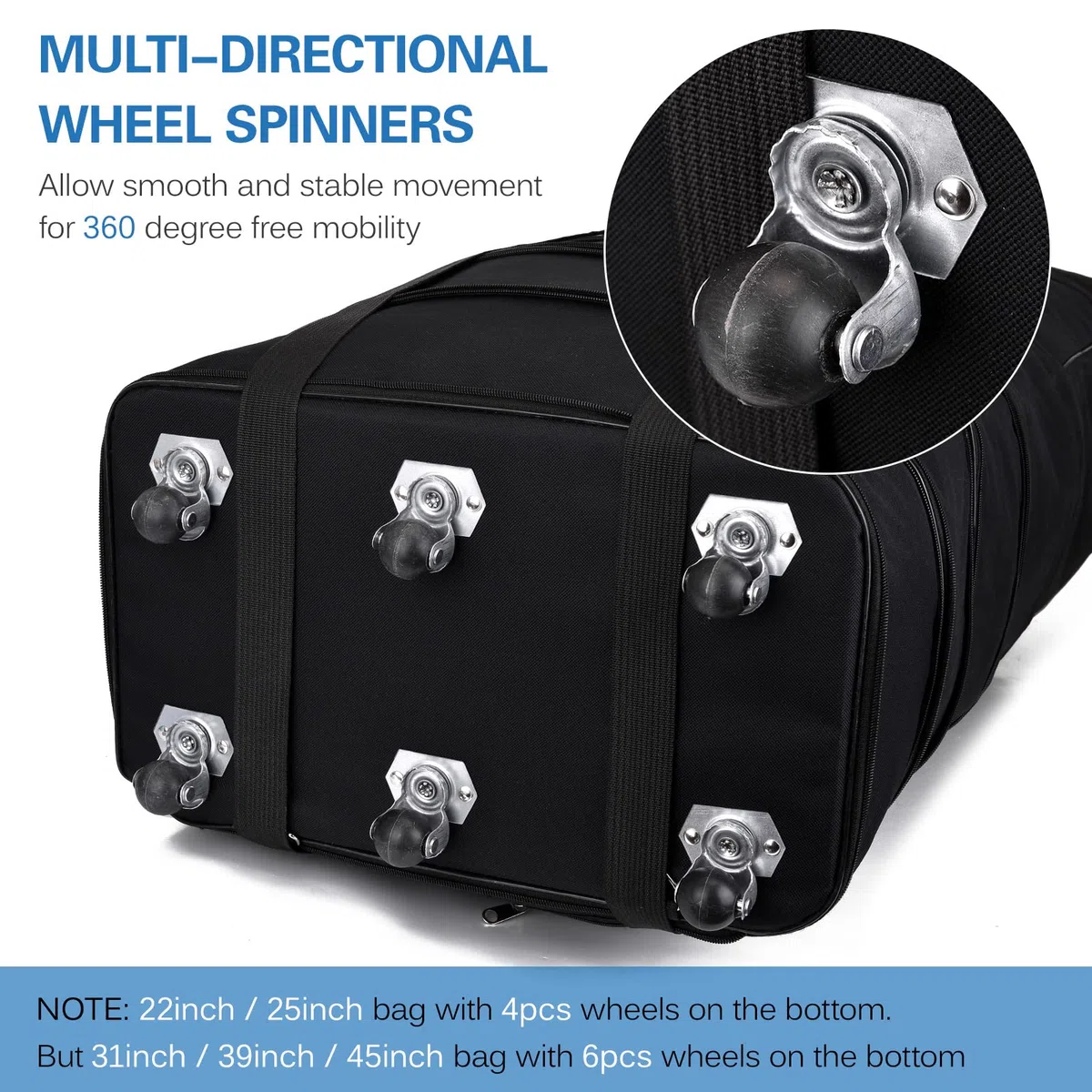 HUIOP Bolsa de maleta expandible plegable con ruedas para viajes, negocios, bolsa de maleta, Black, 31inch