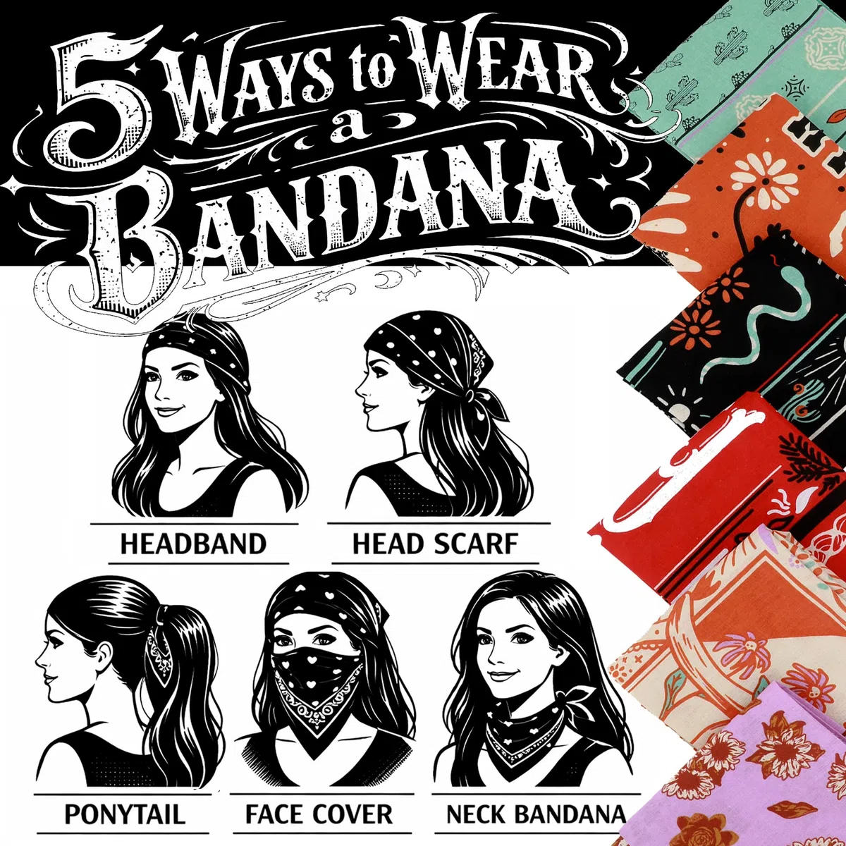 Bioworld Juego de bandana multicolor ligero de 22 x 22 pulgadas (paquete de 6, paquete de 12 y 48 unidades)