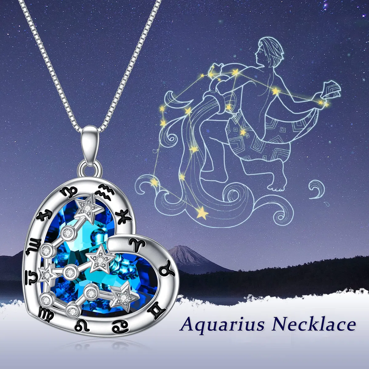 Collar de 12 signos del zodíaco de plata de ley 925 constelaciones estrella cristal colgante cadena horóscopo astrología joyería de cumpleaños regalos para mujeres y niñas