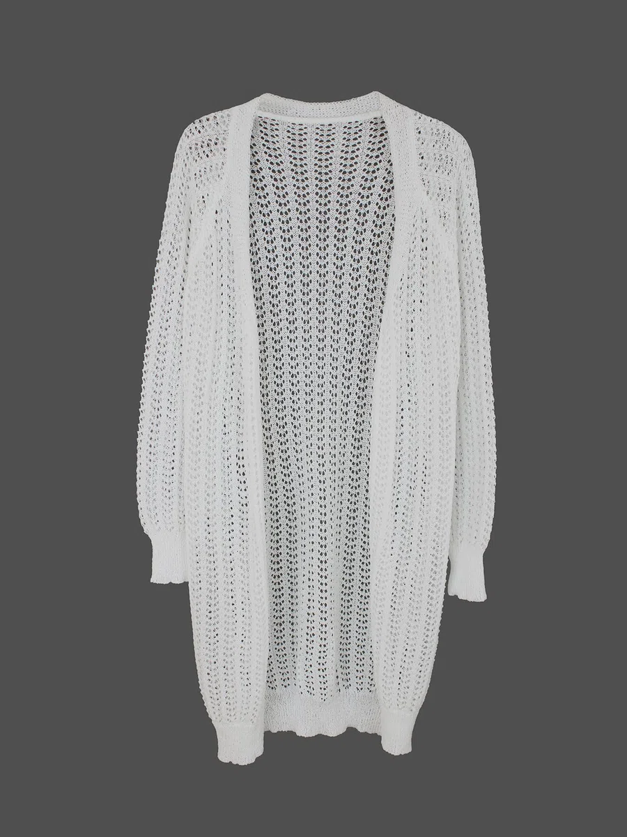 Chaqueta De Punto Mujer Cárdigans Largos para Mujer Ligeros Suaves Informales De Manga Larga con Abertura Frontal Cárdigans para Mujer De Punto Calado para Playa para Mujer De Color Liso