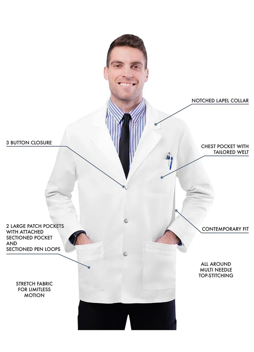 Adar Pop Bata de laboratorio - Bata de laboratorio stretch para hombres